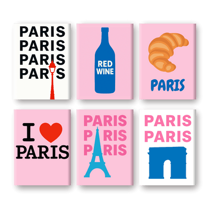 6 Mini Paintings | I Love Paris Set