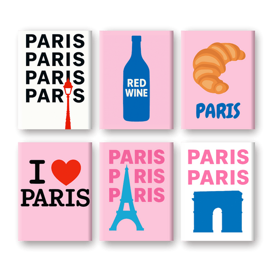 6 Mini Paintings | I Love Paris Set