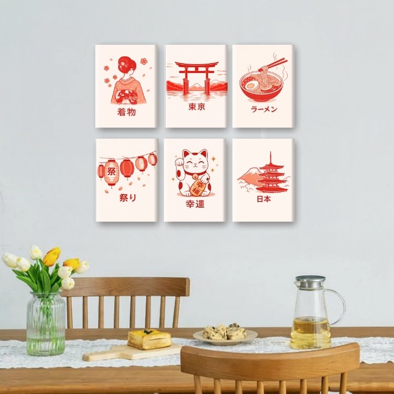 6 Mini Paintings | Japanse Poster Set