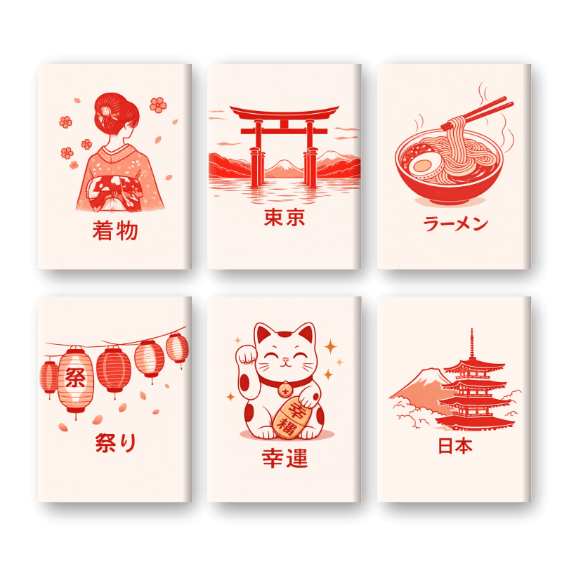 6 Mini Paintings | Japanse Poster Set- Schilderen op nummers