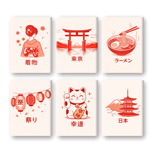 6 Mini Paintings | Japanse Poster Set- Schilderen op nummers