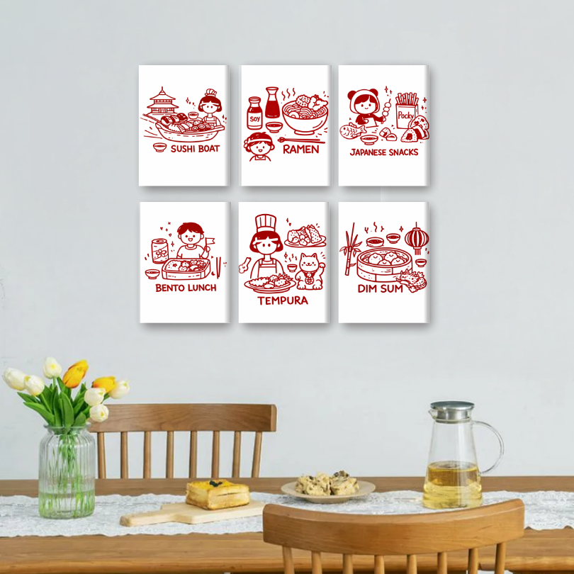 6 Mini Paintings | Kawaii Eten Set