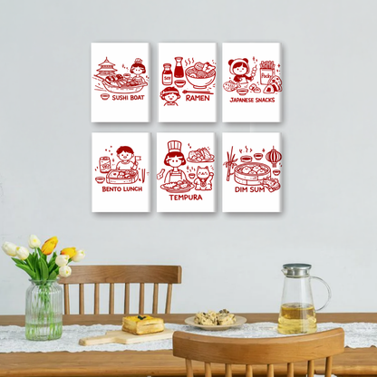 6 Mini Paintings | Kawaii Eten Set
