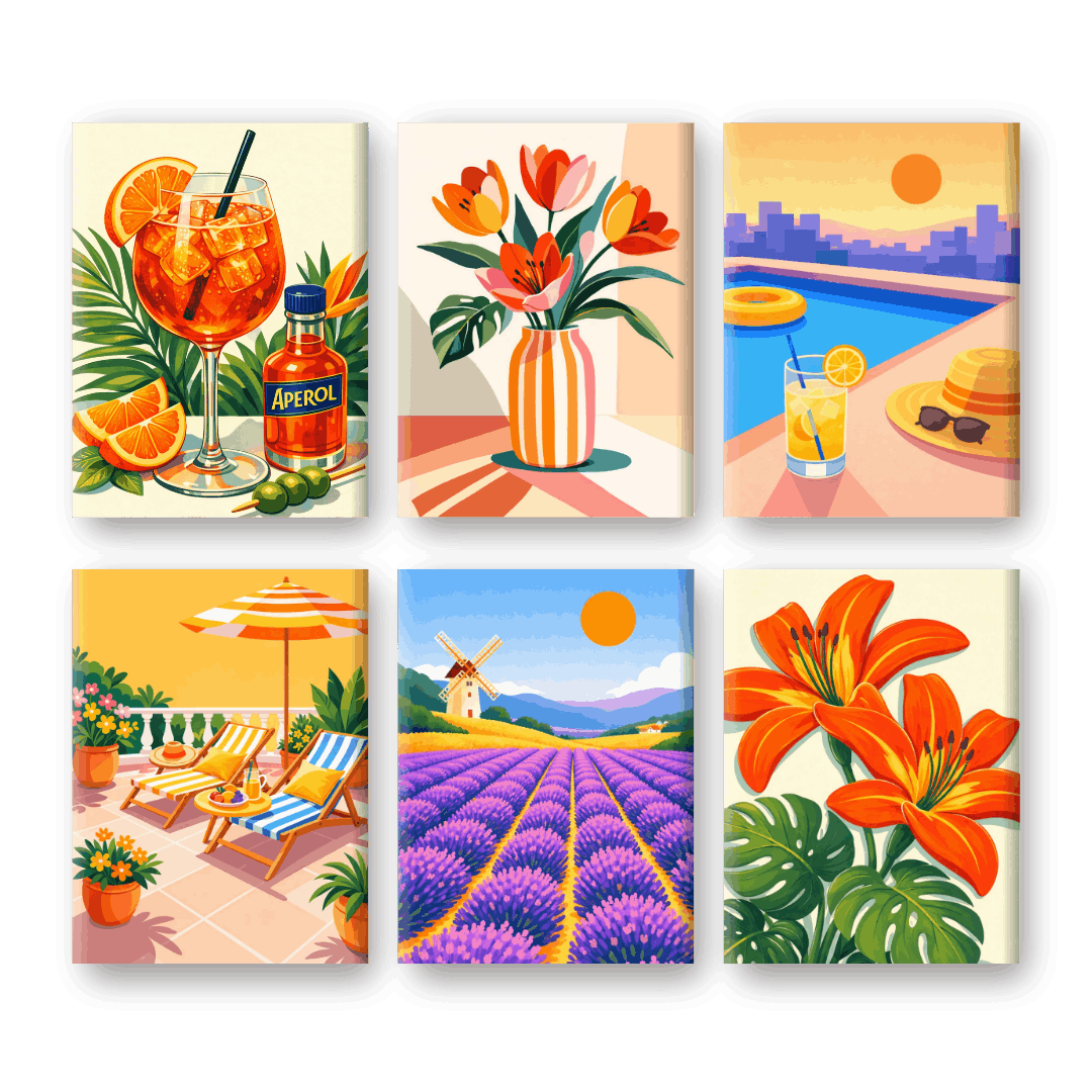 6 Mini Paintings | Prachtige Zomer Set- Schilderen op nummers