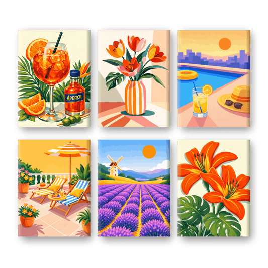 6 Mini Paintings | Prachtige Zomer Set- Schilderen op nummers