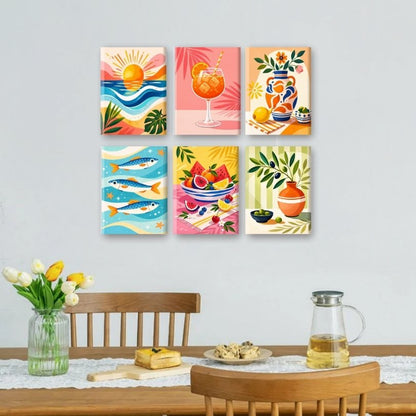6 Mini Paintings | Mediterrane Vakantie Set