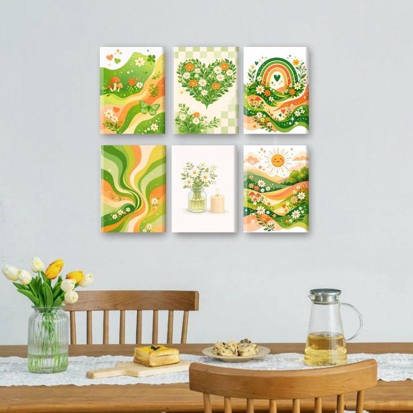 6 Mini Paintings | Groene Tuin Set