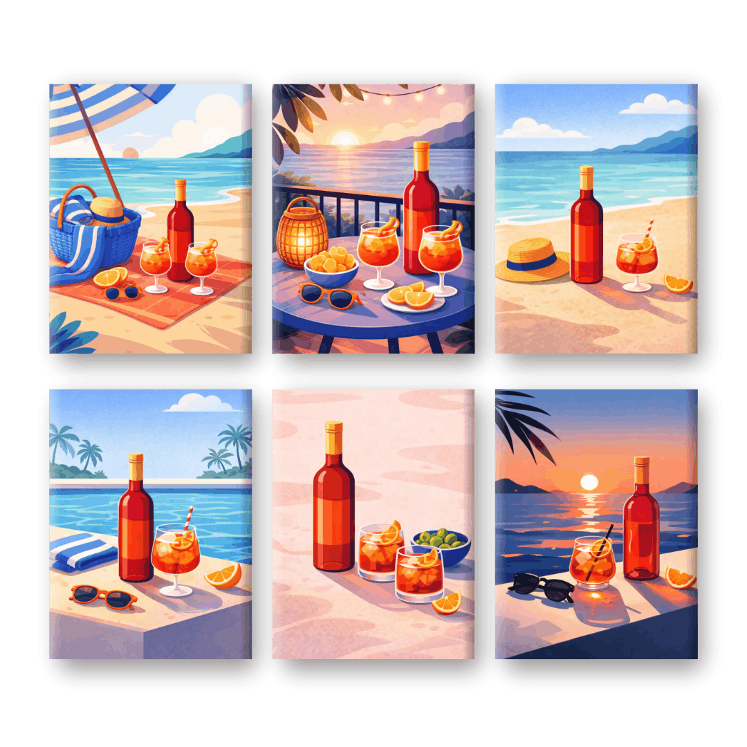 6 Mini Paintings | Aperitivo Zomer Set- Schilderen op nummers