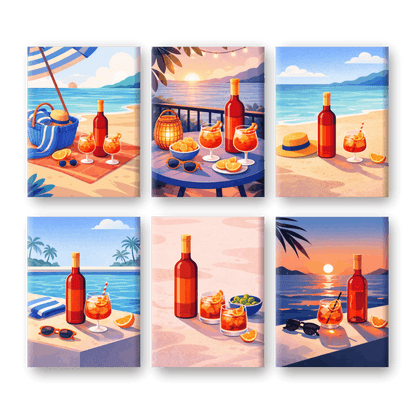 6 Mini Paintings | Aperitivo Zomer Set- Schilderen op nummers