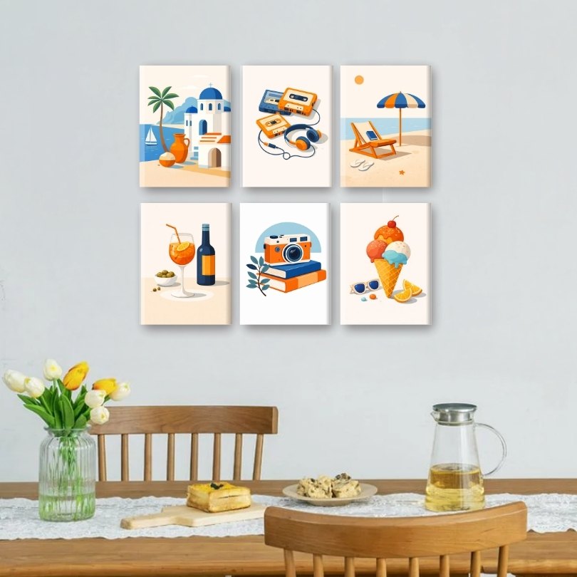 6 Mini Paintings | Mediterrane Zomer Set