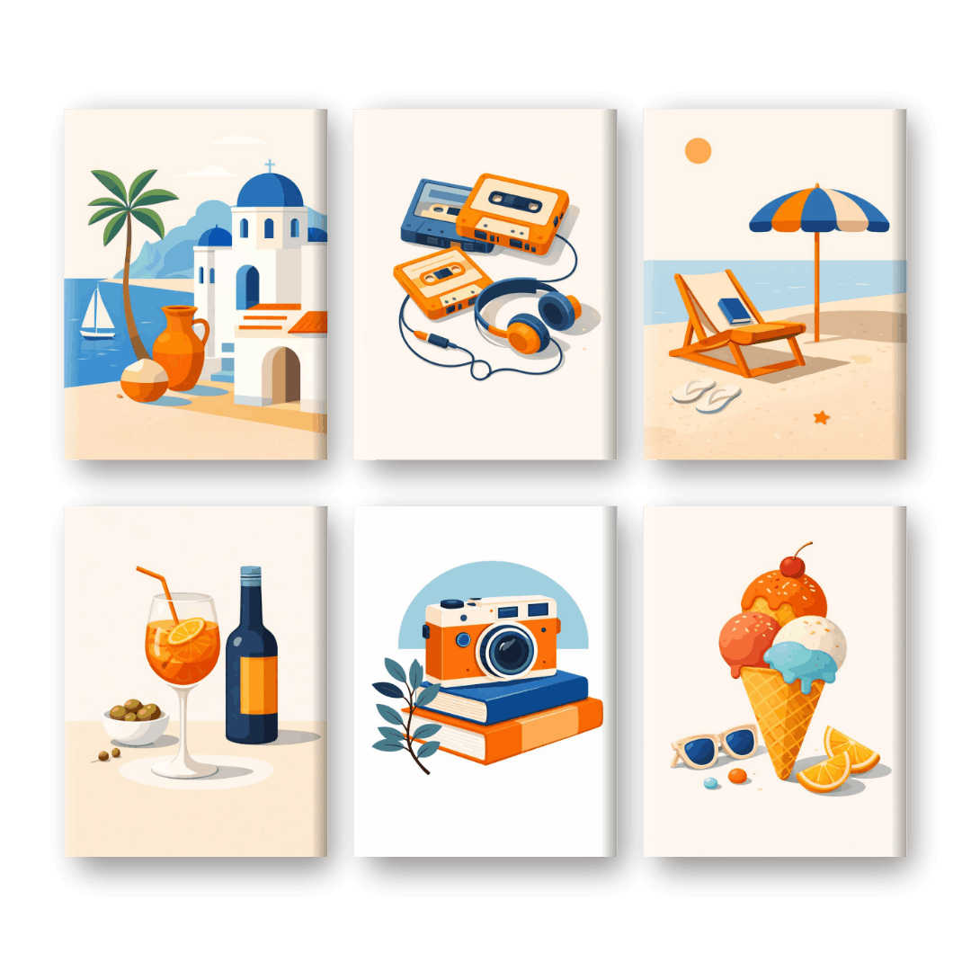6 Mini Paintings | Mediterrane Zomer Set- Schilderen op nummers