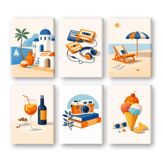 6 Mini Paintings | Mediterrane Zomer Set- Schilderen op nummers