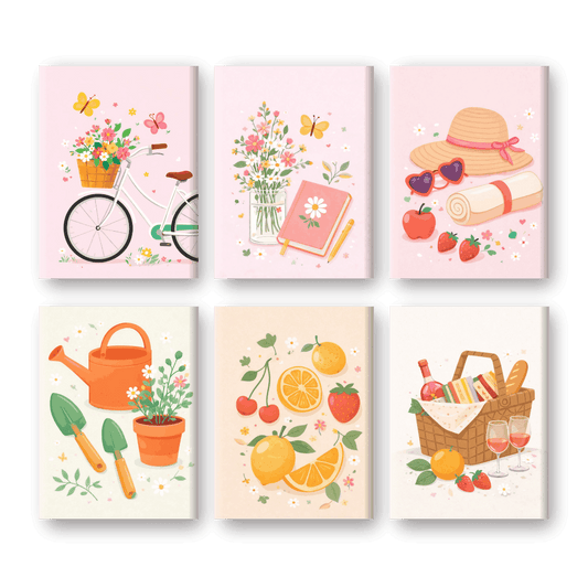 6 Mini Paintings | Lente Vibes Set- Schilderen op nummers