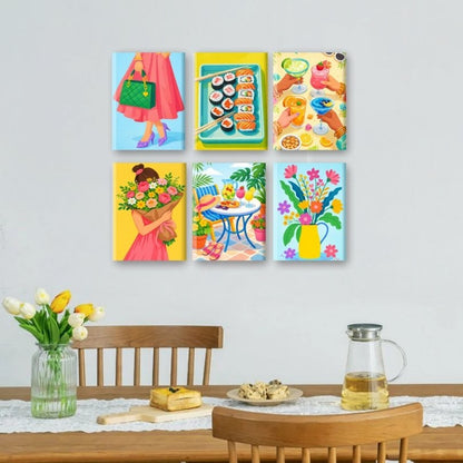 6 Mini Paintings | Kleurrijke Lente Set