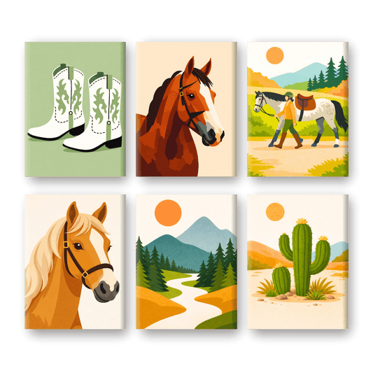 6 Mini Paintings | Paarden Set- Schilderen op nummers