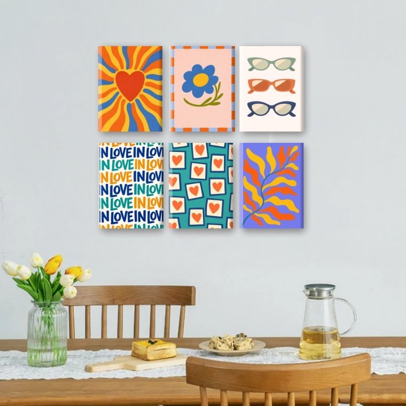6 Mini Paintings | Retro Liefde Set
