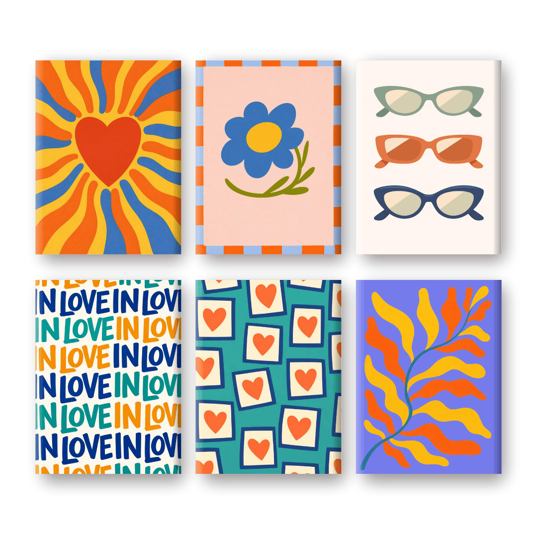 6 Mini Paintings | Retro Liefde Set- Schilderen op nummers