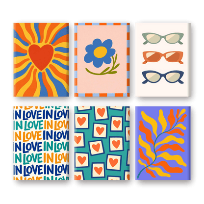 6 Mini Paintings | Retro Liefde Set- Schilderen op nummers