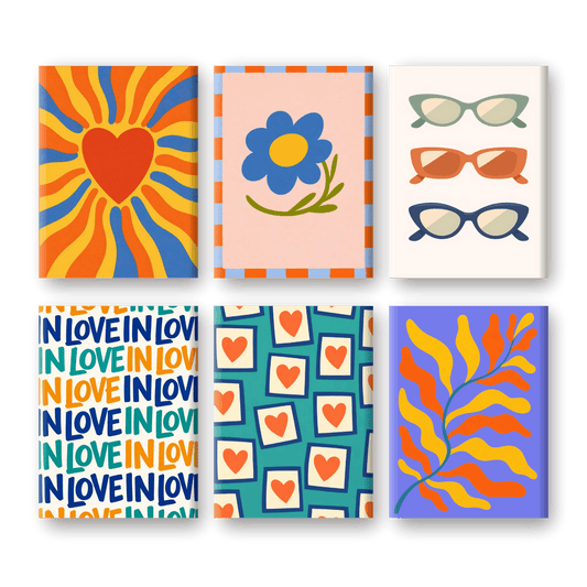 6 Mini Paintings | Retro Liefde Set- Schilderen op nummers