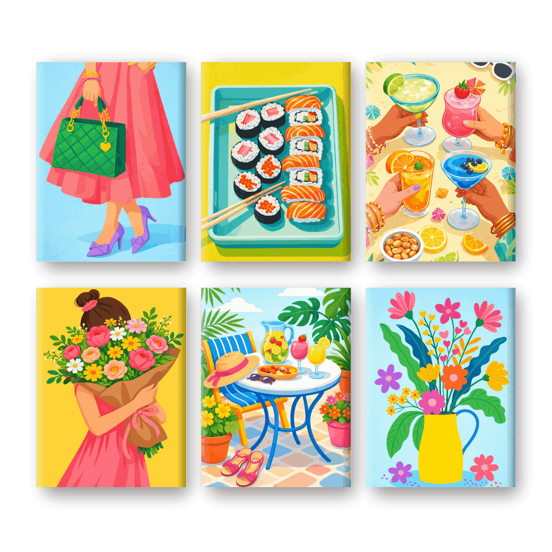 6 Mini Paintings | Kleurrijke Lente Set- Schilderen op nummers