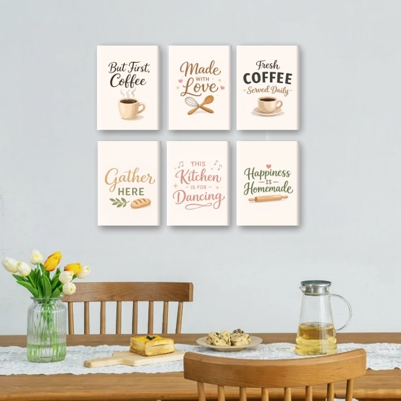 6 Mini Paintings | Keuken Quotes Set