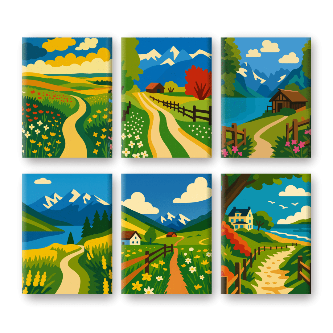 6 Mini Paintings | Landschappen Set