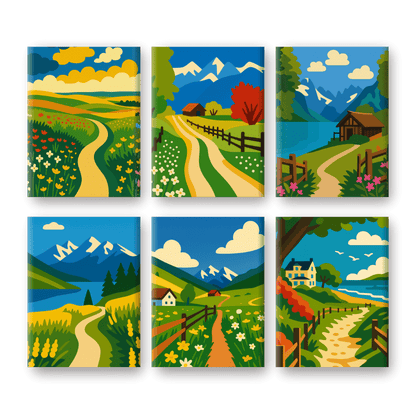 6 Mini Paintings | Landschappen Set