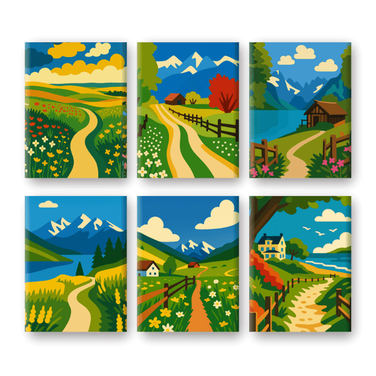 6 Mini Paintings | Landschappen Set