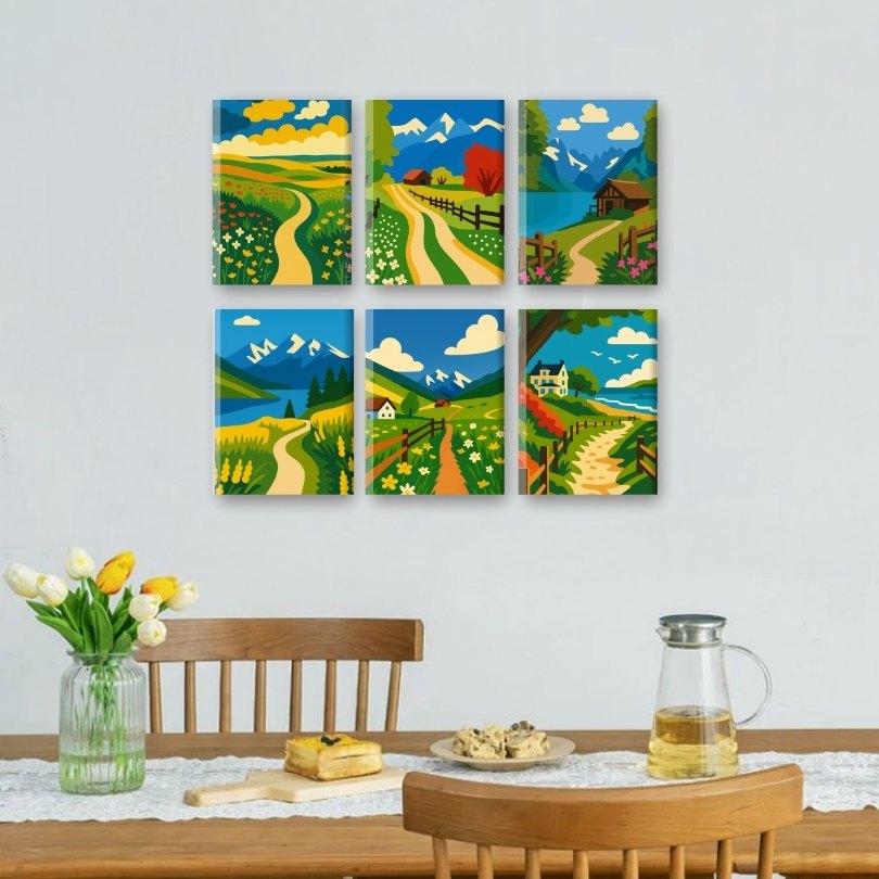6 Mini Paintings | Landschappen Set