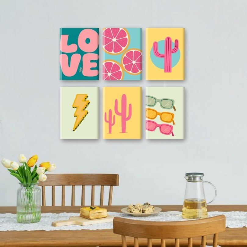 6 Mini Paintings | Love Retro Set