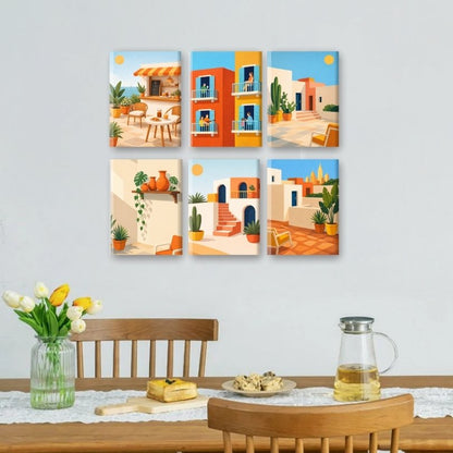 6 Mini Paintings | Mediterrane Dorp Set