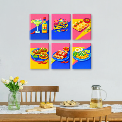 6 Mini Paintings | Mexicaans Eten Set