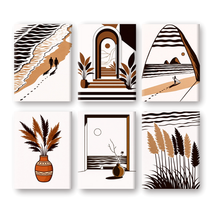 6 Mini Paintings | Moderne Oceaan Set- Schilderen op nummers
