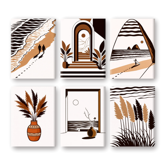 6 Mini Paintings | Moderne Oceaan Set- Schilderen op nummers