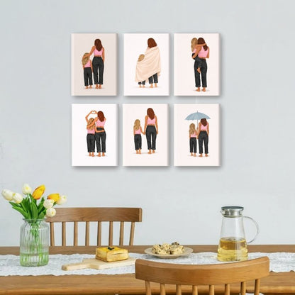 6 Mini Paintings | Moeder & Dochter Liefde Set