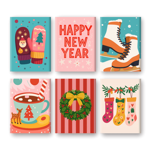 6 Mini Paintings | Nieuwjaars & Kerstmis Set