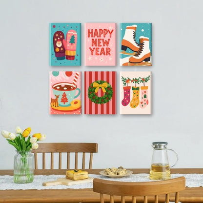 6 Mini Paintings | Nieuwjaars & Kerstmis Set