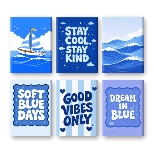6 Mini Paintings | Oceaanblauw Set- Schilderen op nummers