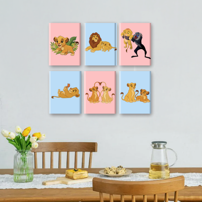 6 Mini Paintings | Lion Family Set