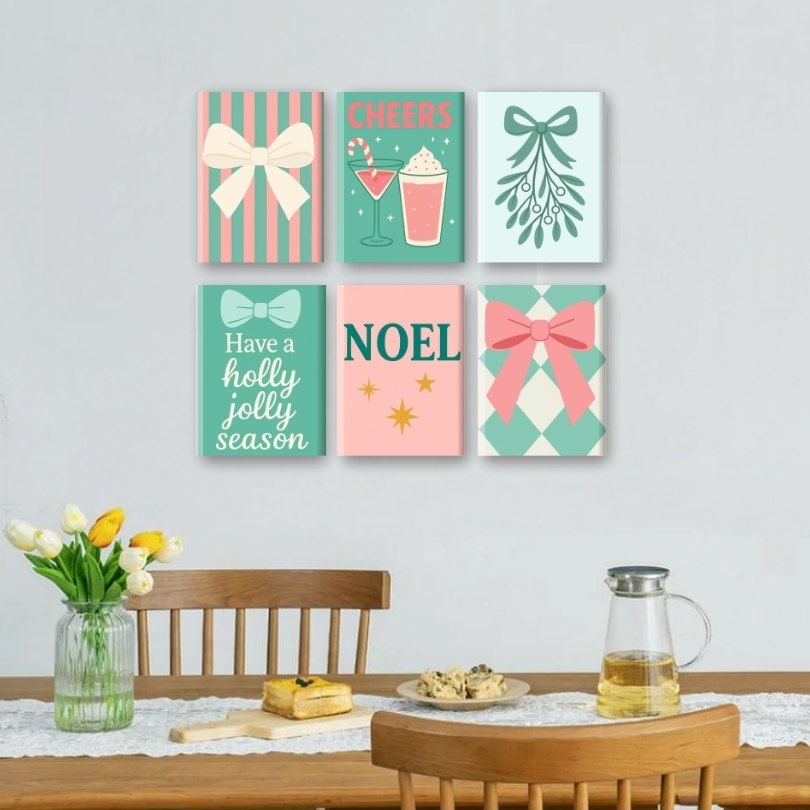 6 Mini Paintings | Pastel Kerst Set