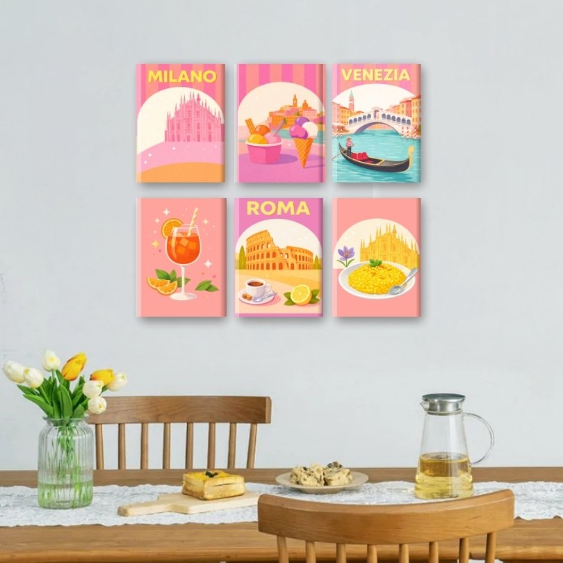 6 Mini Paintings | Pastel Italië Set