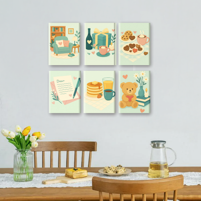 6 Mini Paintings | Pastel Valentijn Set