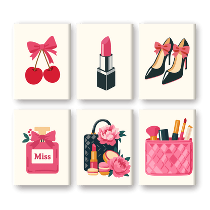 6 Mini Paintings | Roze Accessoires Set