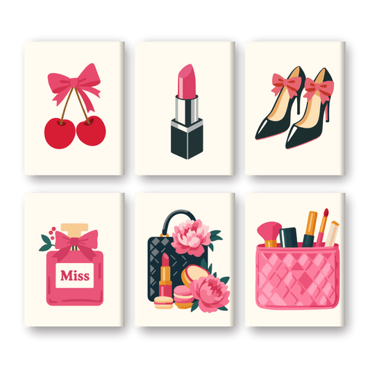 6 Mini Paintings | Roze Accessoires Set