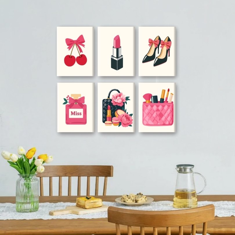 6 Mini Paintings | Roze Accessoires Set