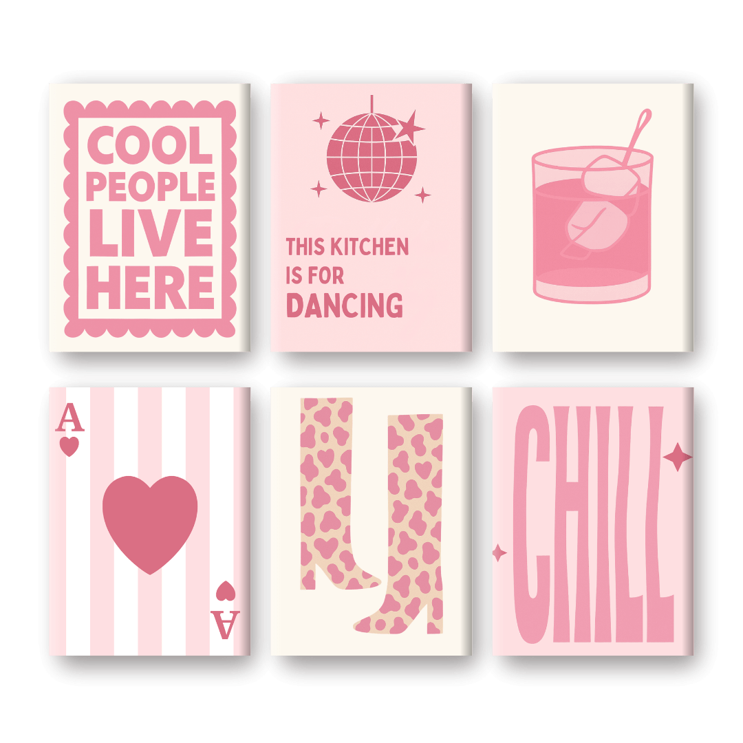 6 Mini Paintings | Pink & Chill Set