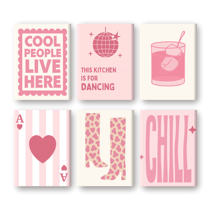 6 Mini Paintings | Pink & Chill Set