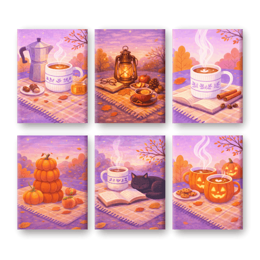 6 Mini Paintings | Pompoen Spice Picknick Set- Schilderen op nummers