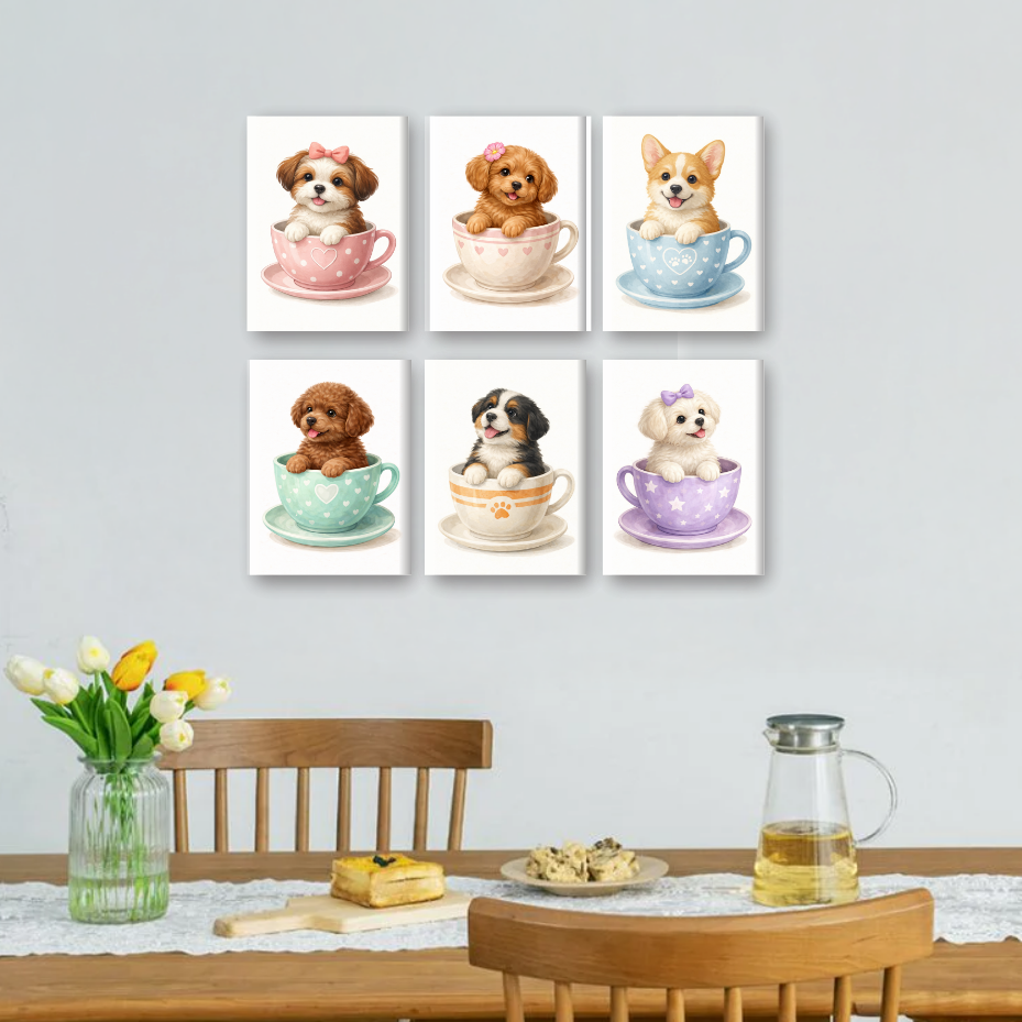 6 Mini Paintings | Puppy’s in Kopjes Set