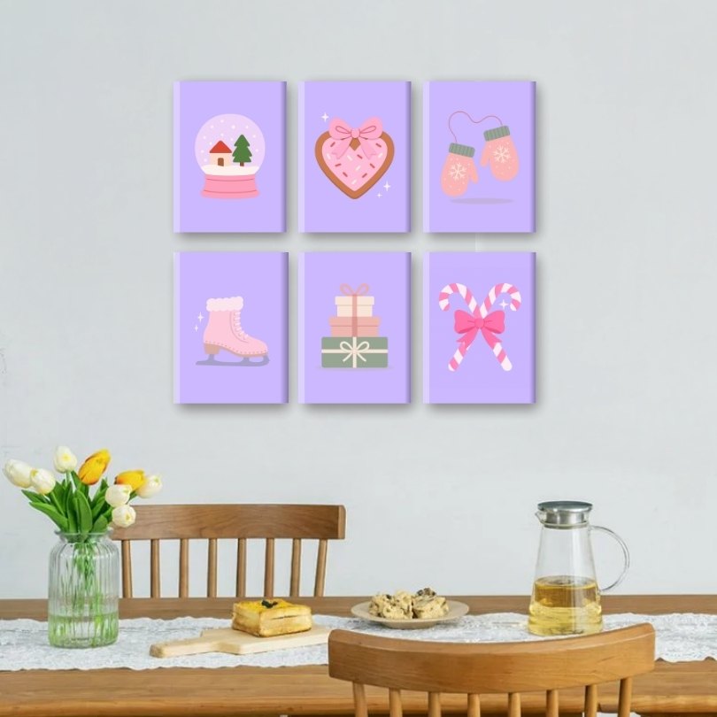 6 Mini Paintings | Paarse Winter Set